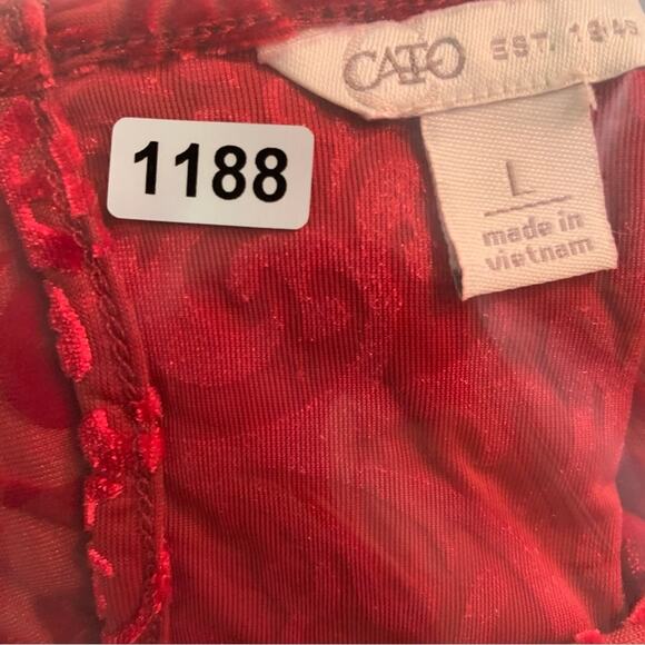 Women Velvet Burnout Top Sz L Red Whimsigoth Ren Fair Regency Royalcore Holiday - Picture 11 of 11